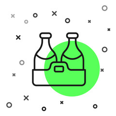 Black line Champagne bottle icon isolated on white background. Merry Christmas and Happy New Year. Vector