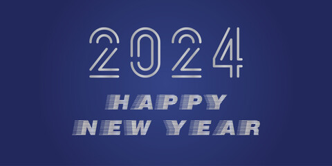 Banner with 2024 and happy New year greetings on a blue background © Елена Смыкова