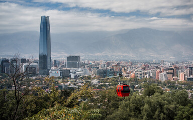 Aerial View of Cable Car in Santiago de Chile