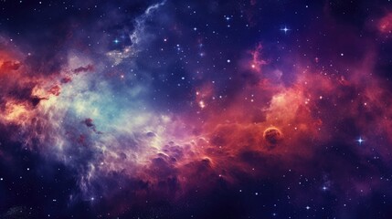 Fototapeta premium Abstract colorful space background with nebula, stars and planets