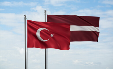 Latvia and Turkey flag