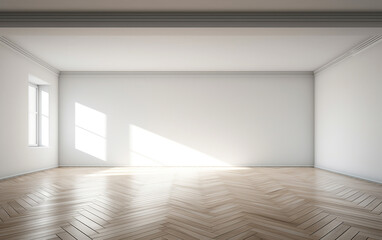 Obraz premium Empty minimal room interior design with fishbone flooring
