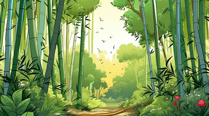 Abstract background bamboo forest. Design with an illustrative portrayal of nature's bamboo forest against a captivating background. Generative AI.