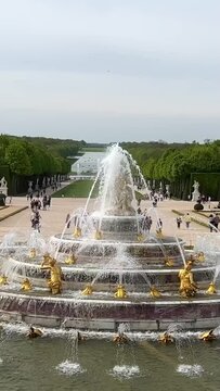 PARIS, FRANCE beautiful latona fountain in the gardens of chateau versailles in paris, france. High quality 4k footage