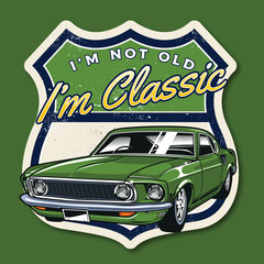 Fototapeta premium green classic car illustration