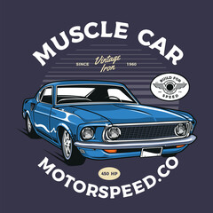 illustration of a blue muscle car
