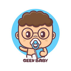 Fototapeta premium geek baby cartoon character vector illustration