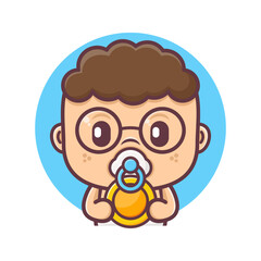 geek baby cartoon with gold coins