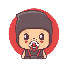 cute ninja baby cartoon character vector illustration
