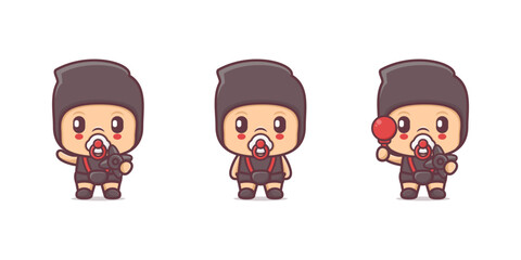 cute ninja baby cartoon character vector illustration © yoongart