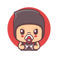 cute ninja baby cartoon with game controller