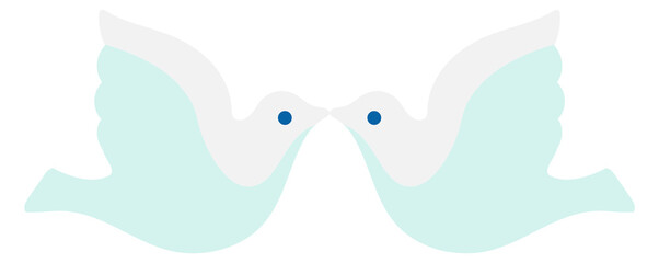 Two white doves icon. Wedding love birds