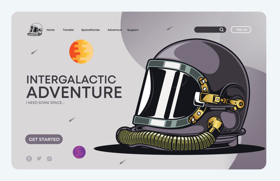 illustration, vector, helmet, astronaut helmet, space helmet website template