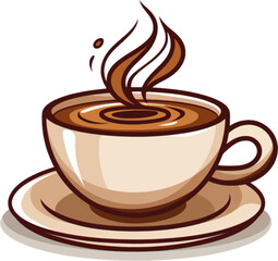 coffee clip art free vector art on, in the style of soft mist, minimalistic design, bold outline, light white and beige white background