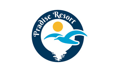 Paradise vacation beach emblem logo vector design
