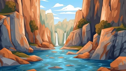 Abstract background gorges and canyon. Banner design showcasing journey through stunning illustrated gorges and canyons in nature's embrace. Generative AI.