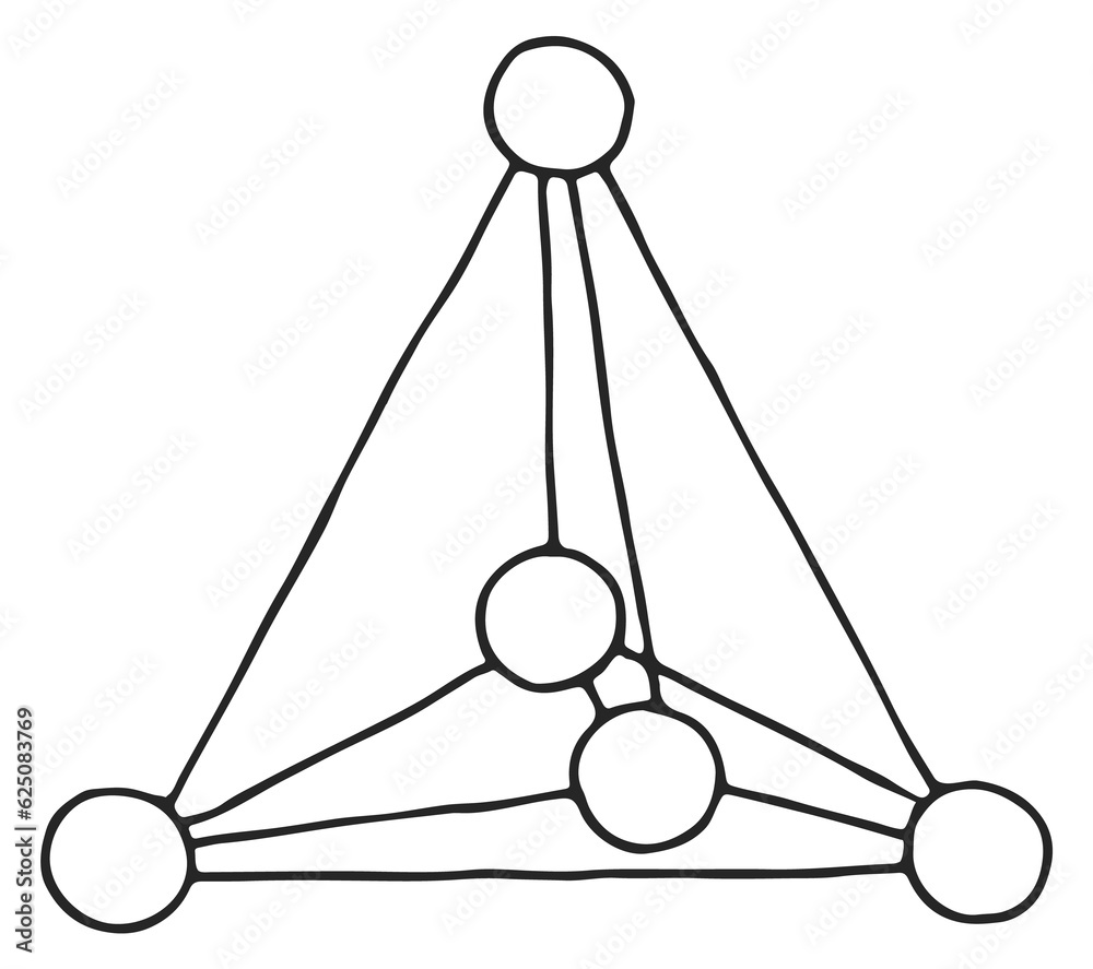 Sticker molecule structure doodle. chemical study drawn symbol