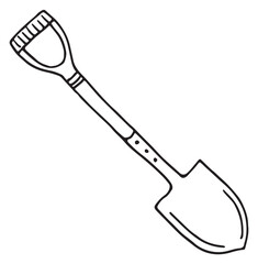 Shovel doodle. Hand drawn gardening digging tool