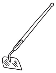 Hoe sketch. Hand drawn gardening tool icon