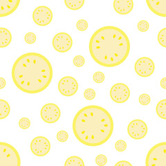 Yellow Melon Fruits Digital Paper. Melon on White Background.