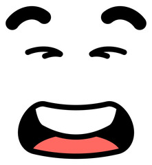 Laughing expression in comic style. Happy cartoon face