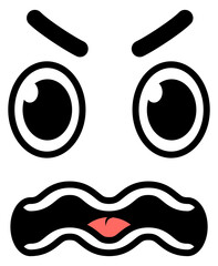 Confounded face expression. Unhappy person comic doodle