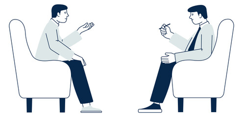 Psychotherapy session. Man talking with therapist. Psychological support