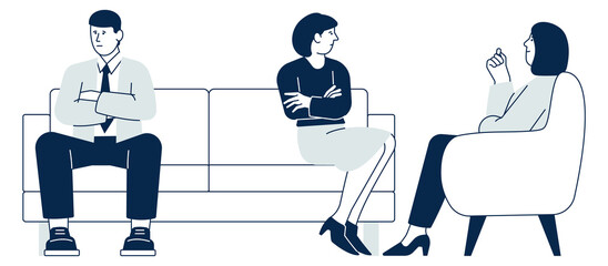 Couple therapy. Man and woman on psychotherapy session