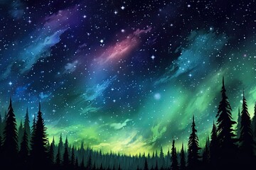 Mesmerizing Aurora, Swirling Galaxies, and Shooting Stars: A Cosmic Space Background, generative AI