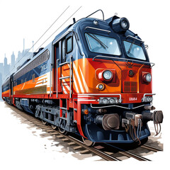 Obraz premium 2d perspective illustration of an old locomotive moving towards its destination. Vintage and retro design.