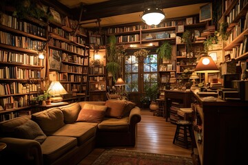Cozy Bookstore: A Haven of Books, Comfort, and Tranquility, generative AI