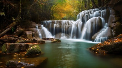 beautiful landscape with a waterfall