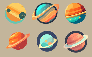 set of planet galaxy vector