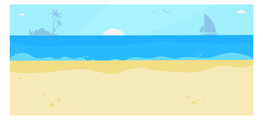 Fototapeta na wymiar Summer beach landscape. Ocean coast sunrise background