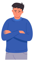 Upset guy character. Sad unhappy young man