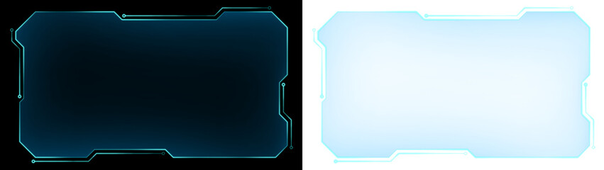 futuristic interface frame blue glow with circuit transparent background