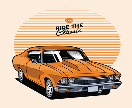 classic retro vintage old muscle car vector illustration