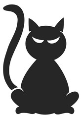 Black cat silhouette. Spooky pet. Horror symbol