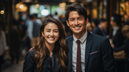 Asian successful Business team. Generative Ai