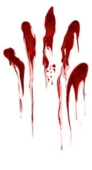 Red hand print with blood dripping. Horror element