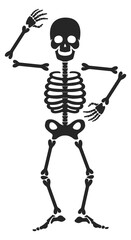 Skeleton dancing. Funny black dead man character