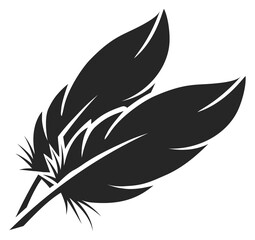 Two feathers silhouette. Creative simple black logo