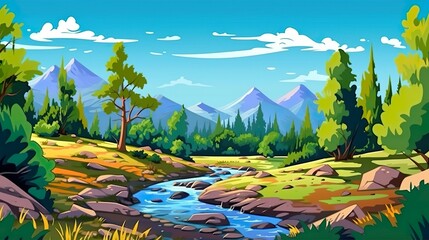 Abstract background national park. The majesty of a national park inspire banner design through a captivating illustration. Generative AI.