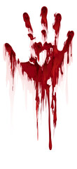 Horror bloody mark. Red handprint with dripping