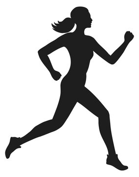 Running woman silhouette. Atlete logo. Jogging person