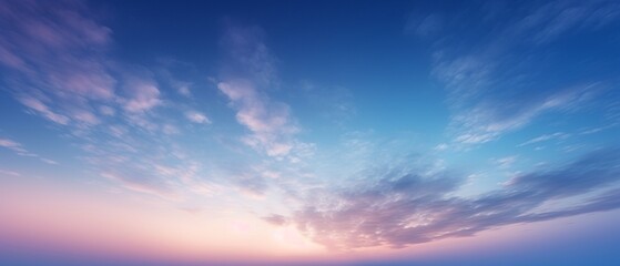 Panoramic view of a pink and purple sky at sunset. Sky panorama background