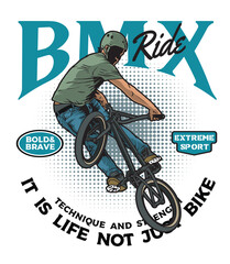 cyclist riding a bmx bike vector illustration