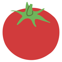 Tomato single 1 cute on a white background, vector illustration.
