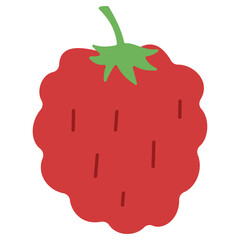 Raspberry single 1 cute on a white background, vector illustration.