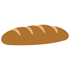 Baguette single 1 cute on a white background, vector illustration.